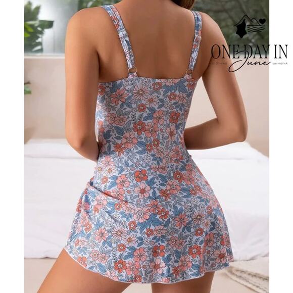 Eomenie Floral Skirted One Piece Swimsuit Size M - Picture 2 of 7